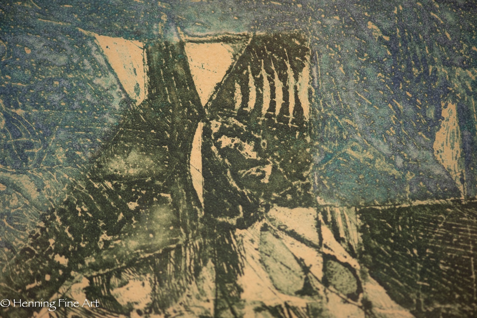 Beautiful Mid Century Abstract Expressionist Etching Illegibly Signed 27×33″