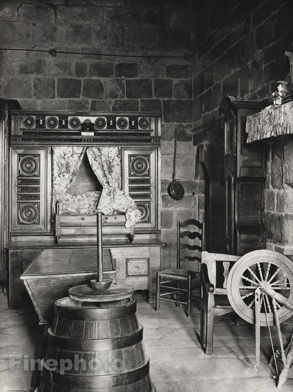 1927 Vintage FRANCE Dinan Breton Chair Churn House Interior Photo By HURLIMANN