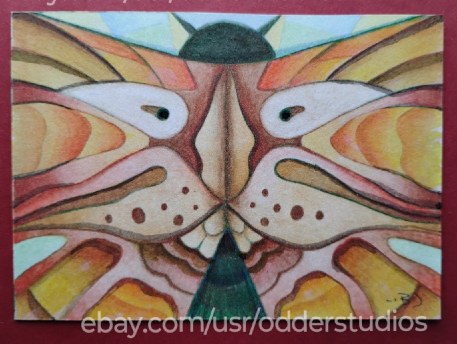 “Aposematic Butterfly – Gengis Mengis” 4/4 series1 ATC/ACEO gliché/inkjet print