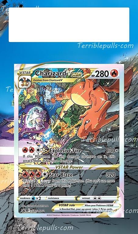Pokemon Extended Art Inserts for PSA Slabs- Charizard SWSH262 Promo ART ONLY