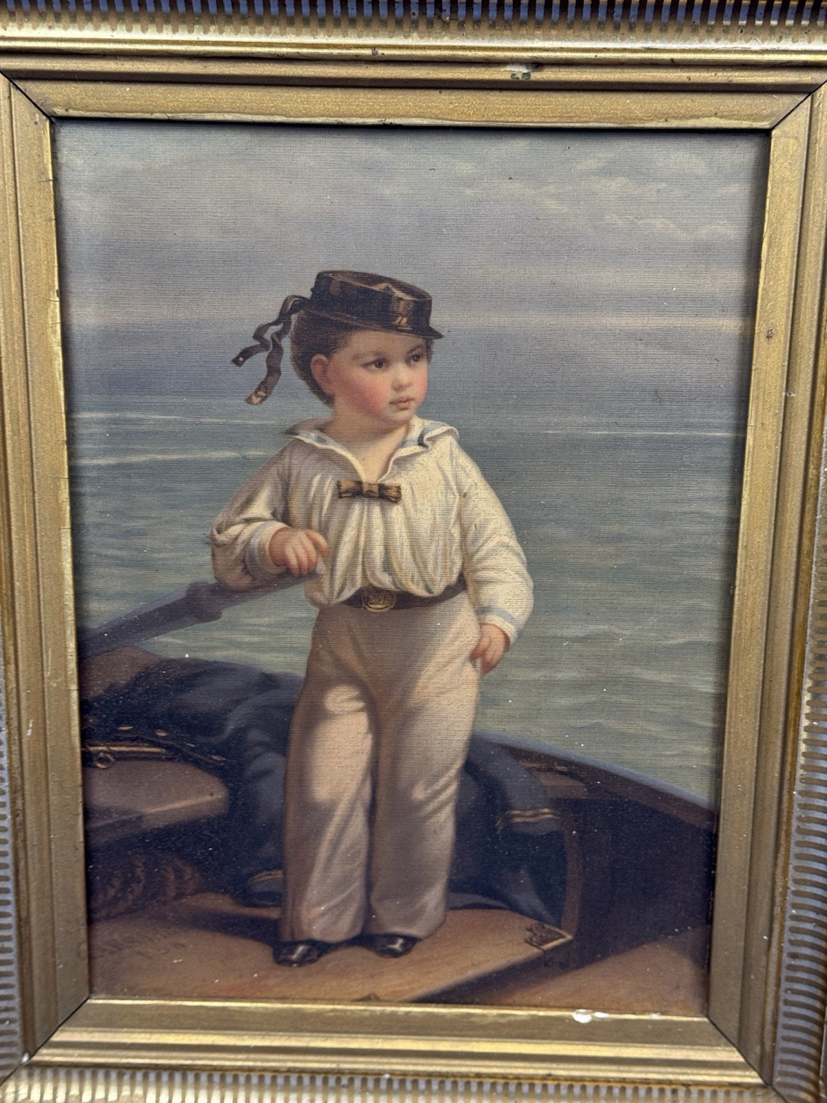 1872 Chromolithograph “The Young Commodore” Louis Prang & Co., Original LABELS