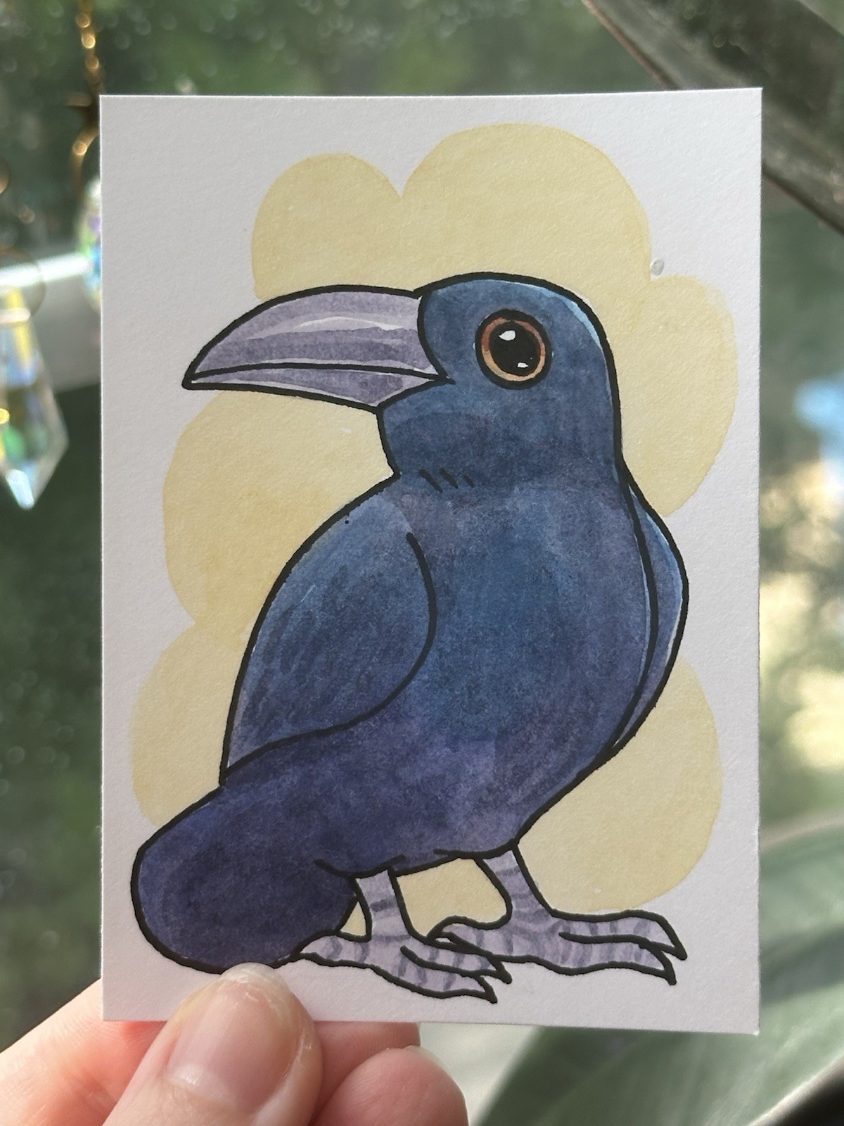 ACEO Original Raven, Miniature Art Card, SundropArts