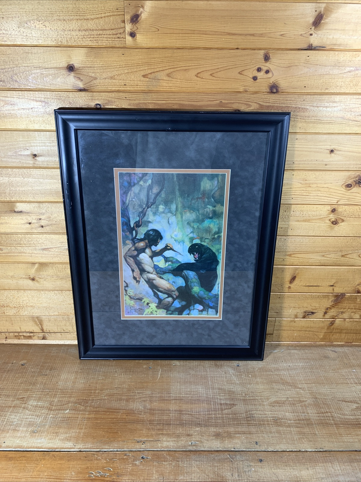 “Black Panther” Frank Frazetta Vintage Print Framed 27-1/4” x 21-1/4”