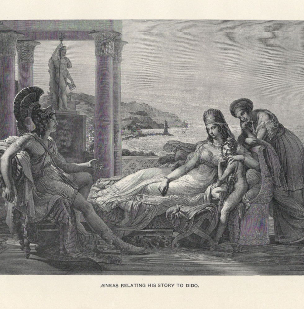 Aeneas Relating His Story To Dido Classical Mythology 1892 Antique Print