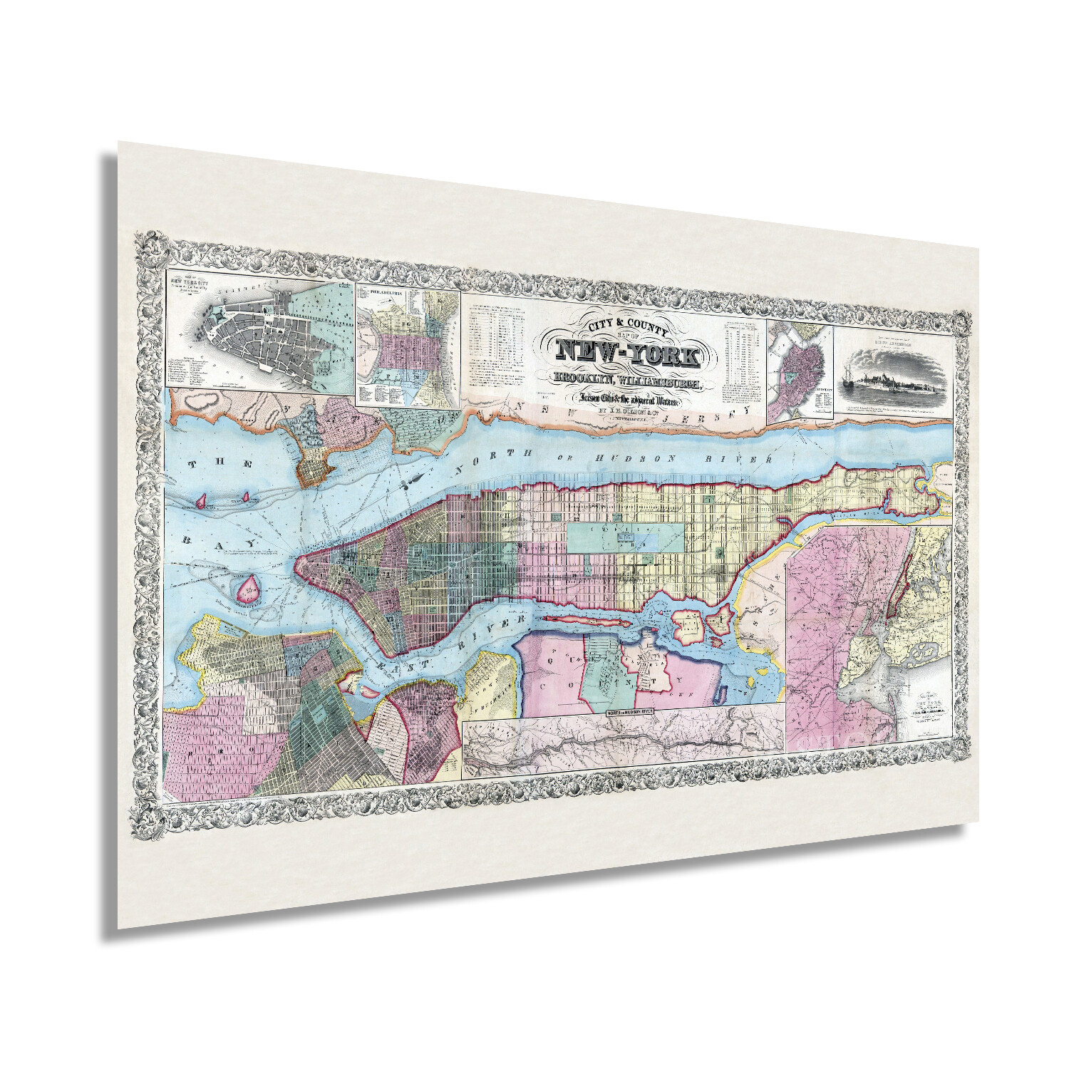 1857 New York City and Vicinity Map Art – Vintage New York USA Wall Art Poster
