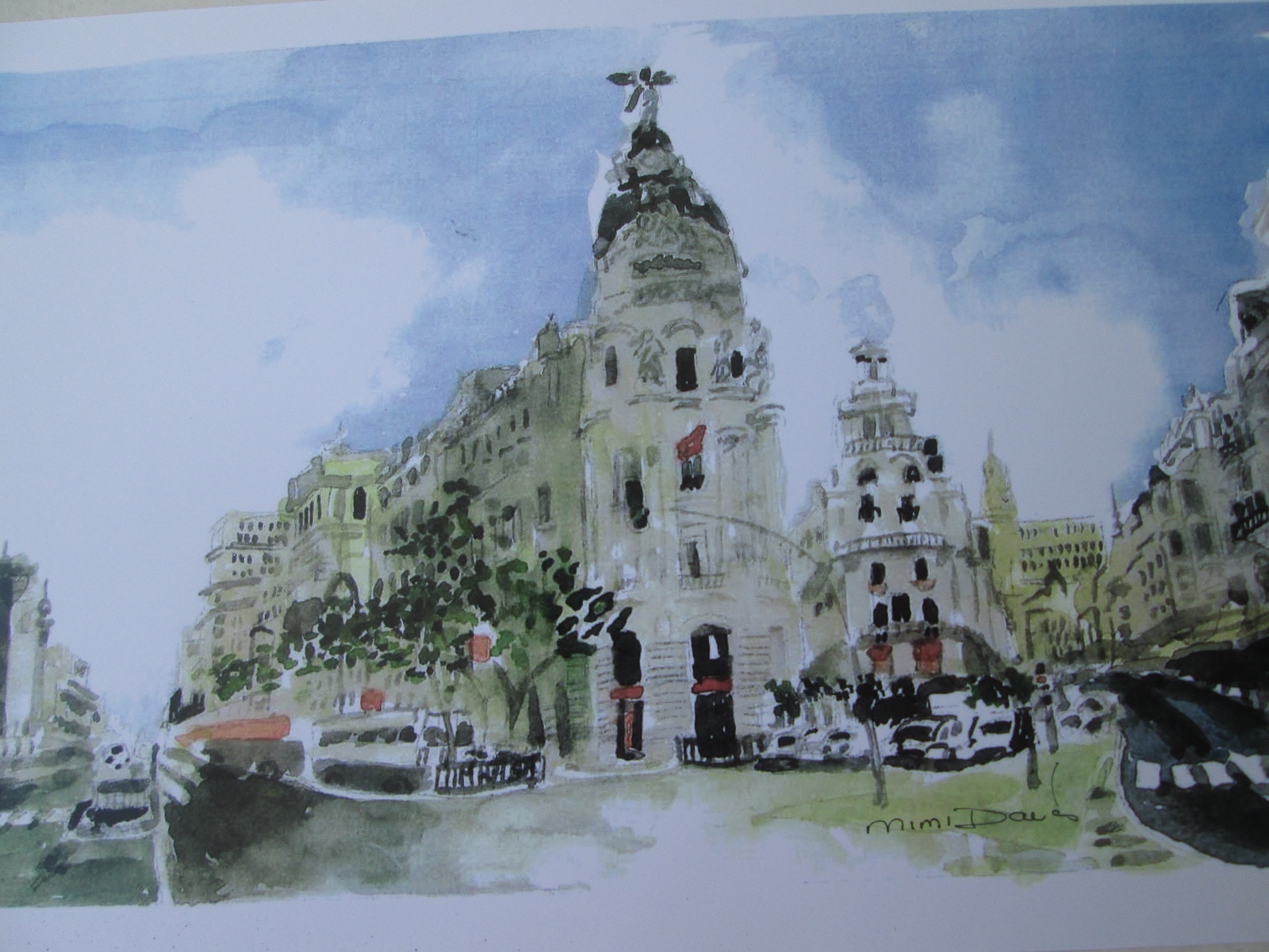 MADRID, SPAIN / W/C PRINT / 8 1/2″X14 1/2″/ IMAGE 7 1/2″H X 13 1/2″W /MIMIDAVIS