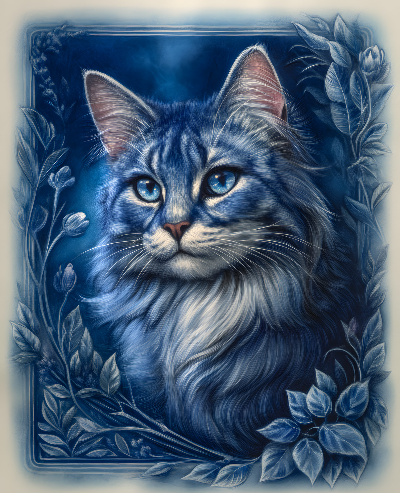 8×10 Cat With Blue Eyes & A White Nose Art Print Wall Decor – 712927821