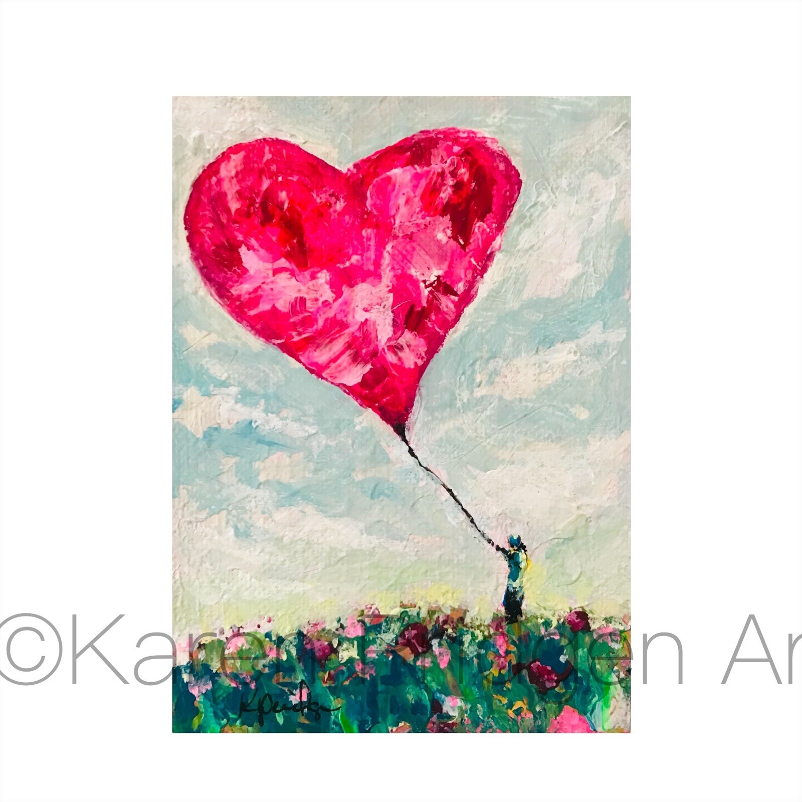 ACEO ATC Signed Art Print “Heartstrings “ Mixed Media Artist Trading Card