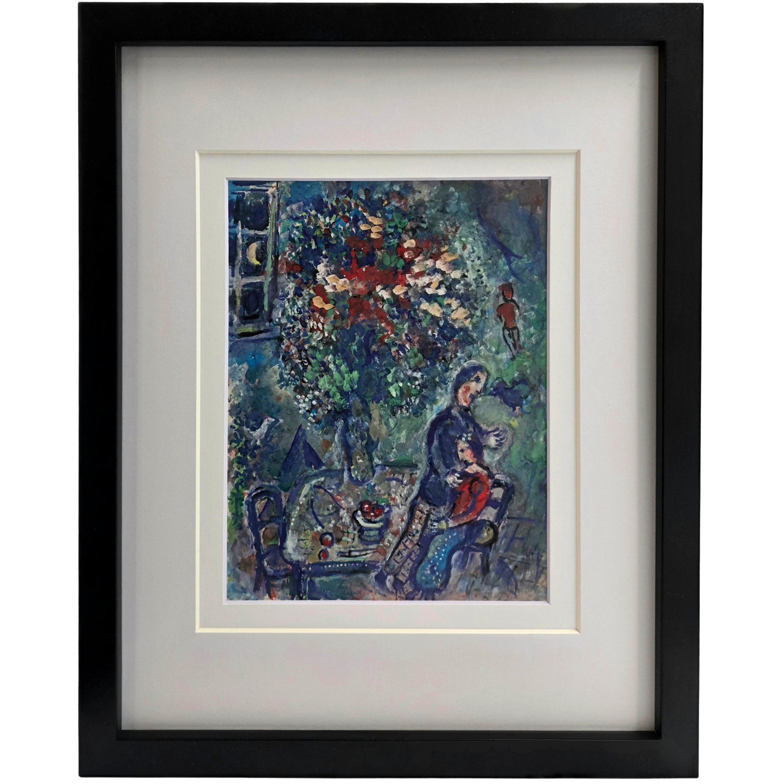 MARC CHAGALL “Les Amoureux Et Fleurs” Abstract Dreamlike Modern Art Print