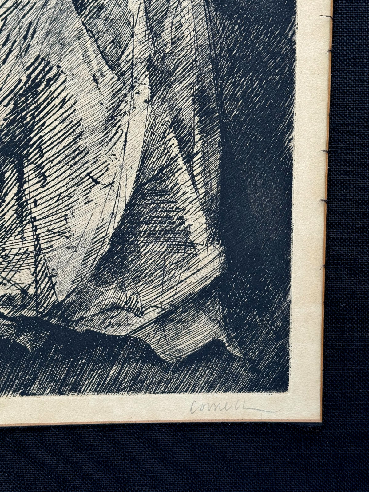 THOMAS CORNELL SIGNED ETCHING A SEATED WOMAN WITH BOOK VINTAGE ORIGINAL PORTRAIT