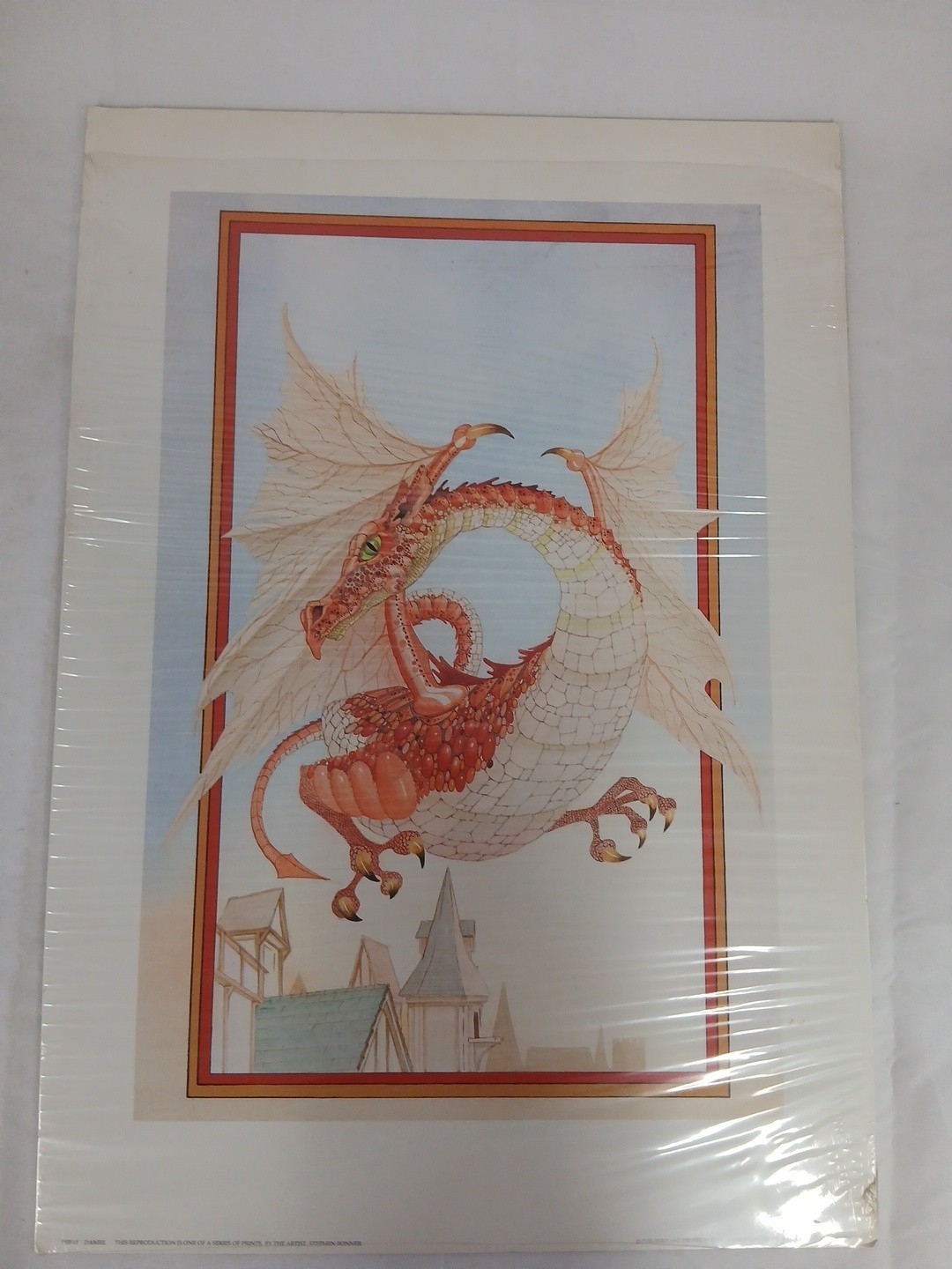 PSB01 Daniel Flying RED DRAGON STEPHEN BONNER Fantasy Art Print Vintage