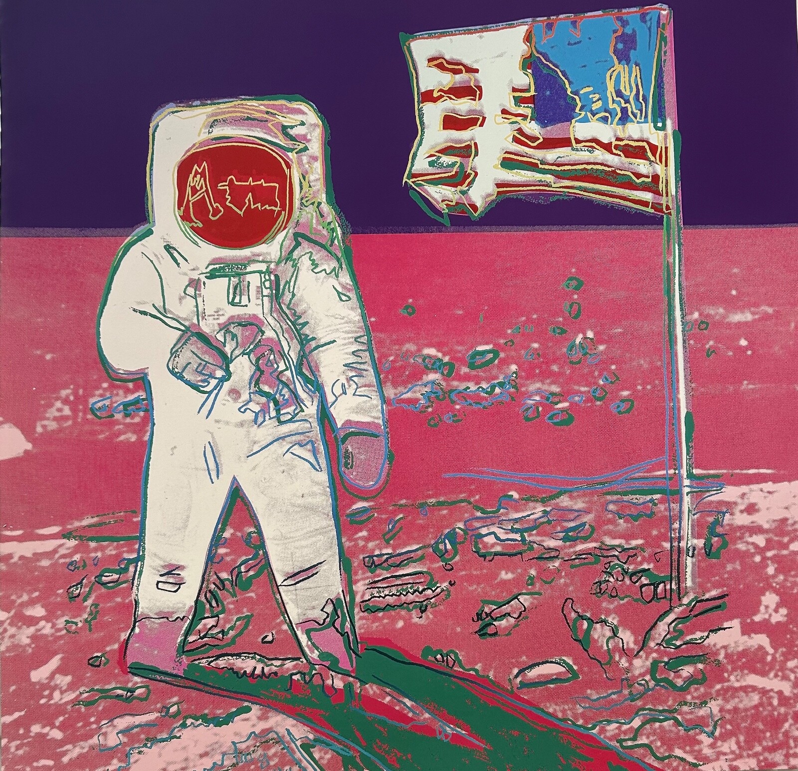 ANDY WARHOL- “MOONWALK”- Trial Proof Screenprint- PINK & WHITE- JUST BEAUTIFUL!