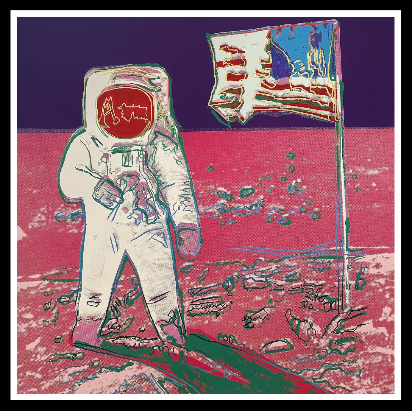 ANDY WARHOL- “MOONWALK”- Trial Proof Screenprint- PINK & WHITE- JUST BEAUTIFUL!