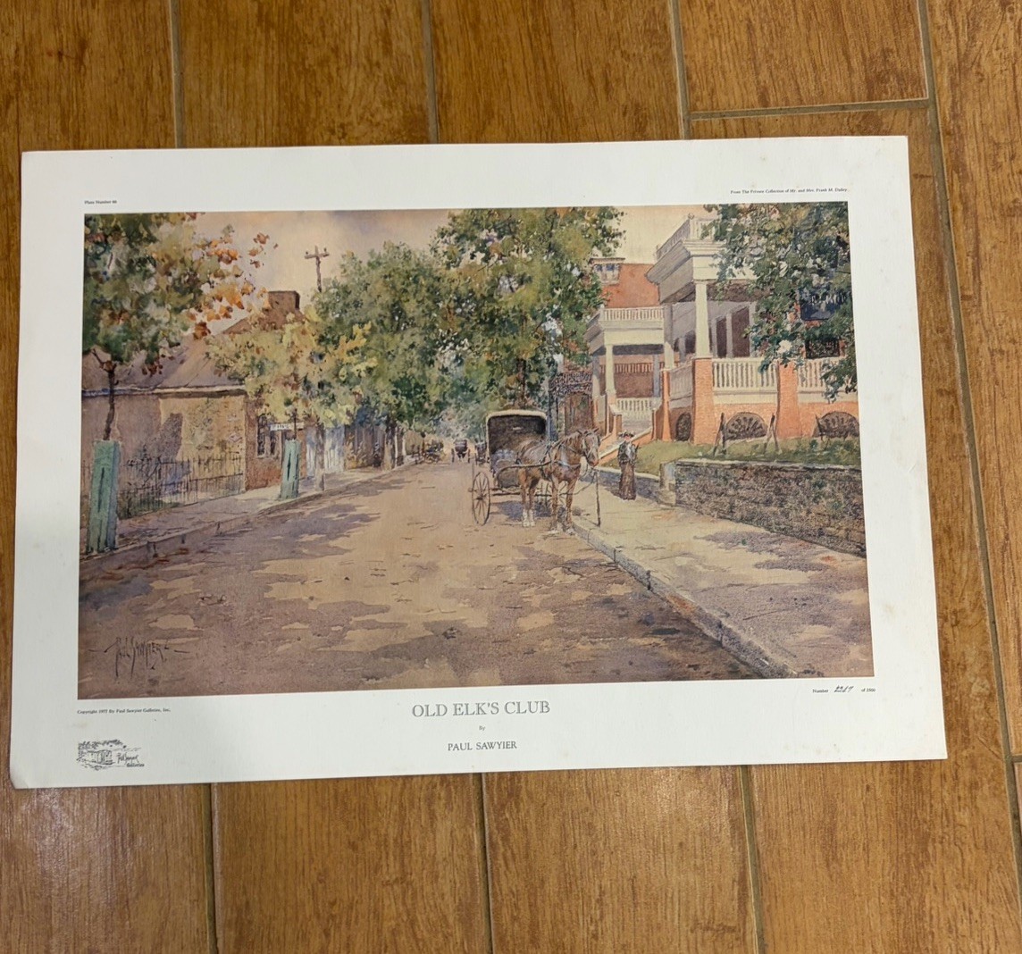 Paul Sawyier Numbered Licensed Reprint Unframed Print Old Elk’s Club Realism
