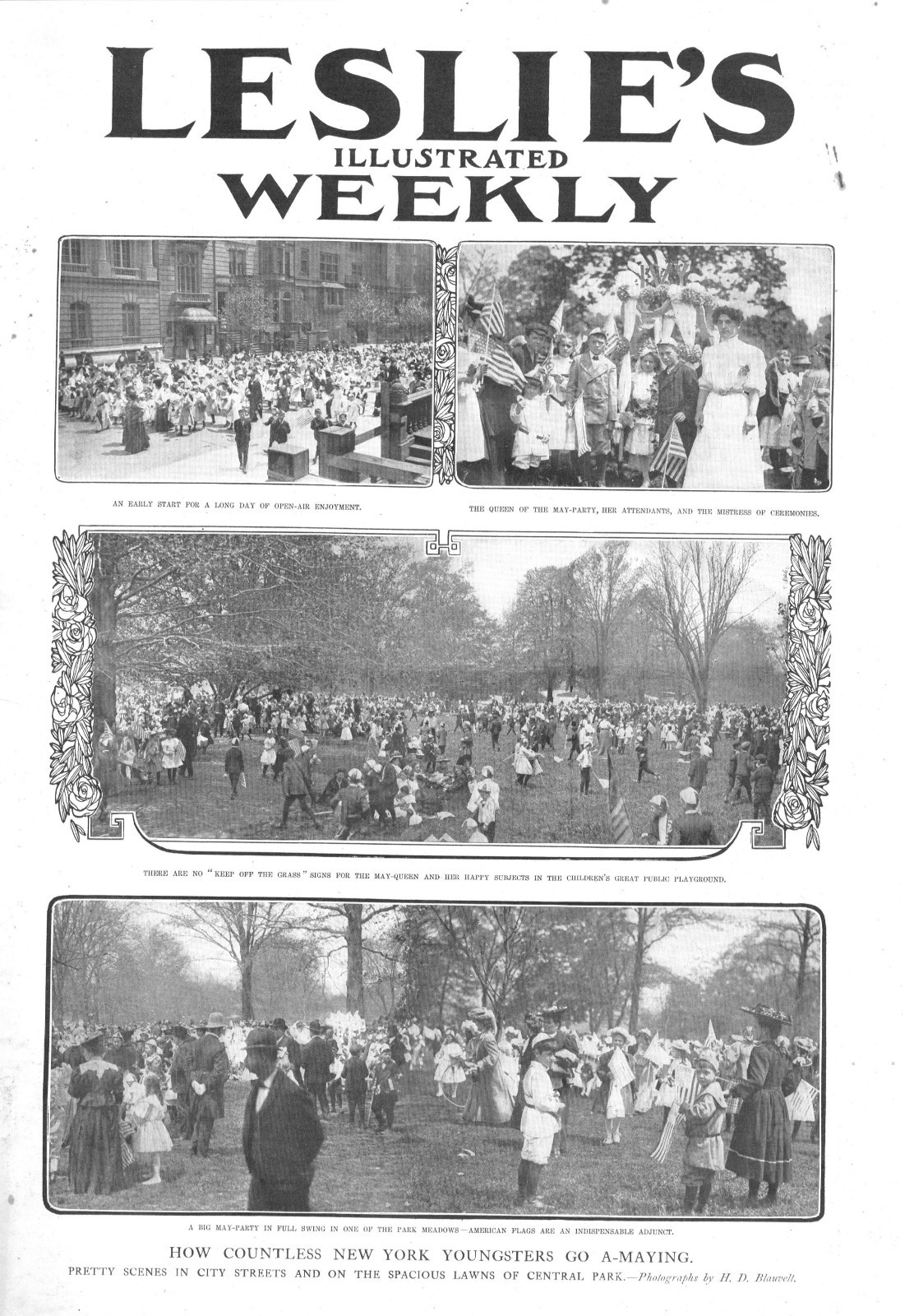 Scenes How New York Youngsters Go A-Maying in City Streets & Central Park – 1907