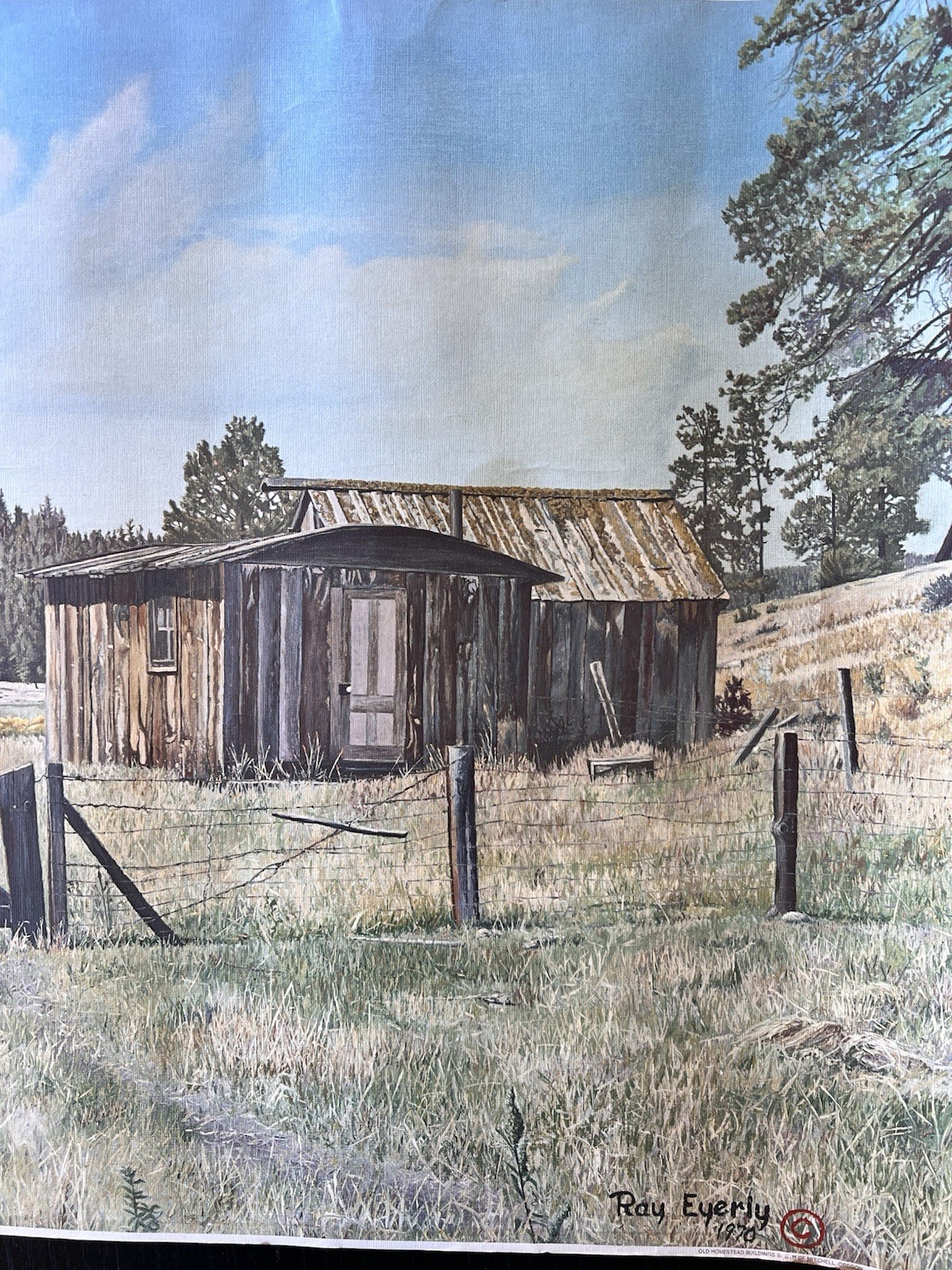 Ray Eyerly 1970 Print- “Rustic Cabin” Rich Color Unframed