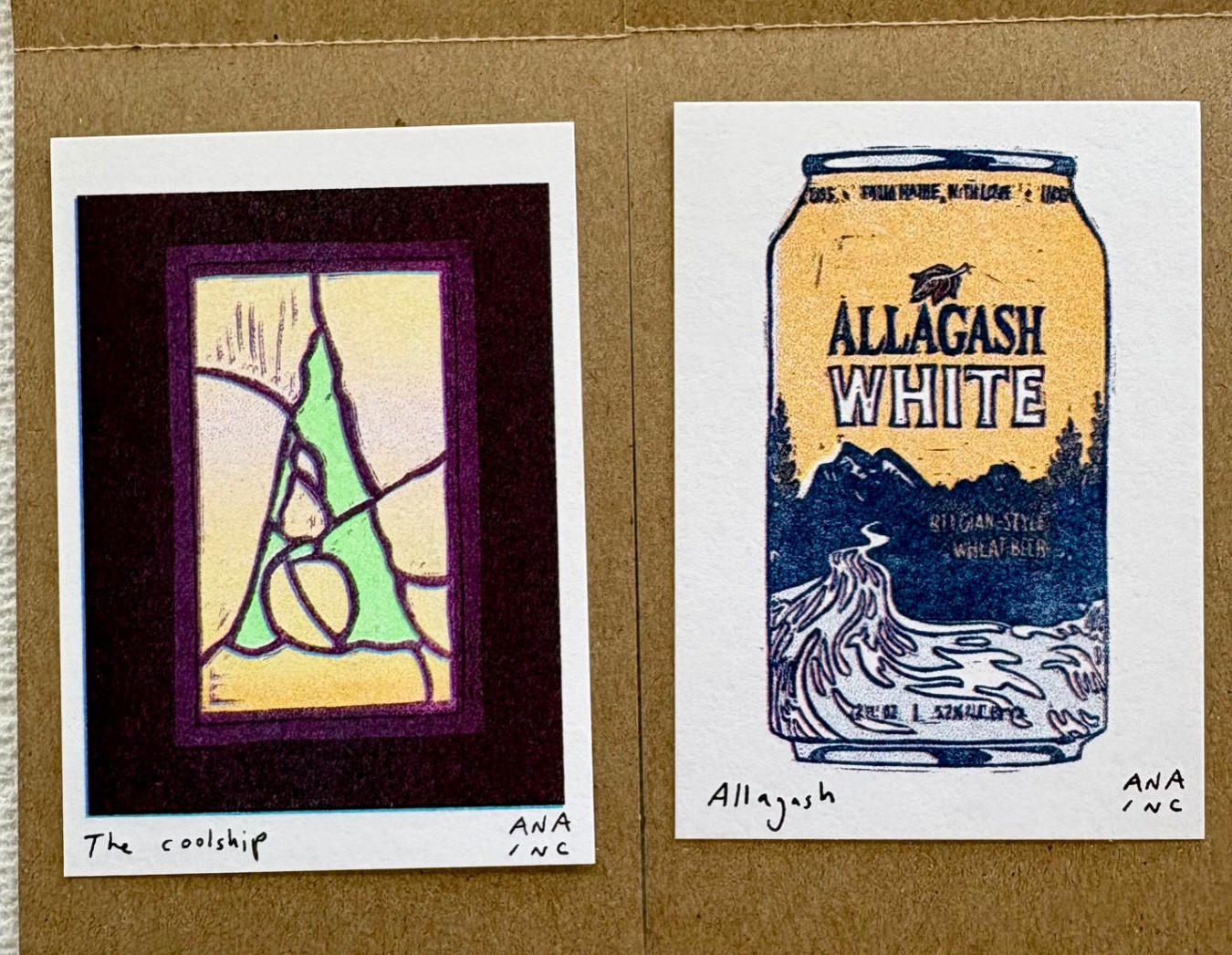 Two Ana Inciardi mini prints: “The Coolship” & “Allagash” from Allagash Brewery