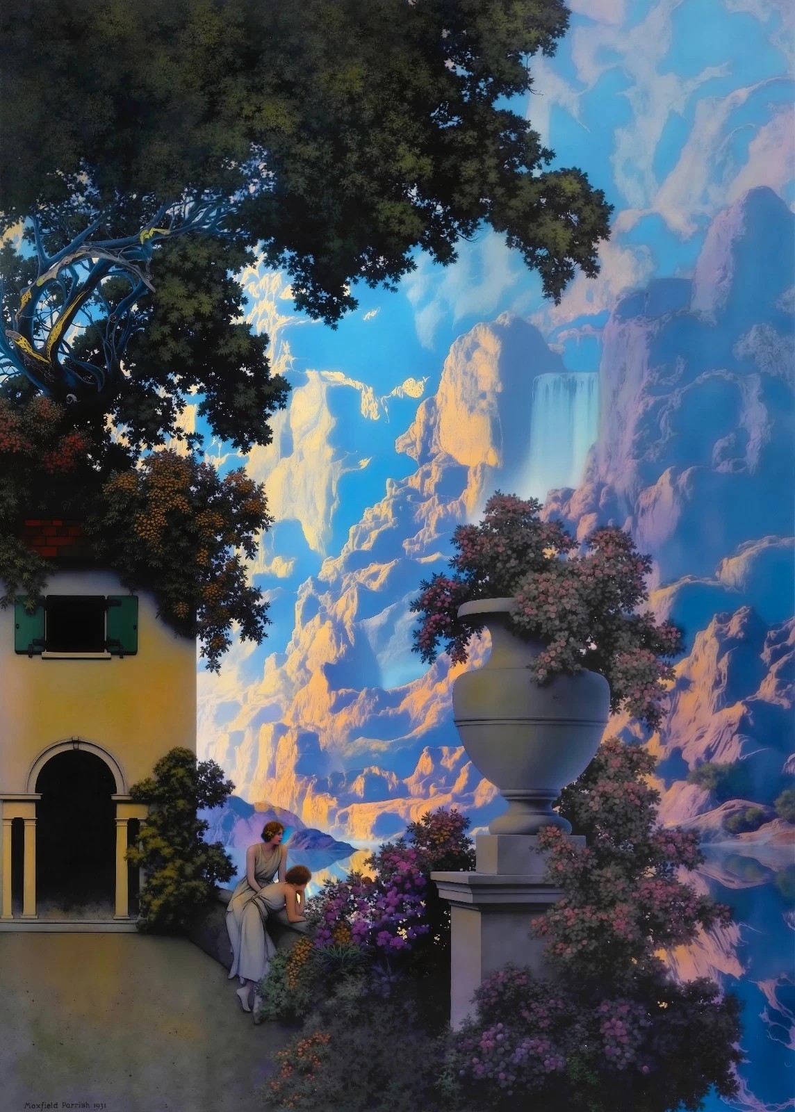 Maxfield Parrish Sunrise VINTAGE art print antique painting