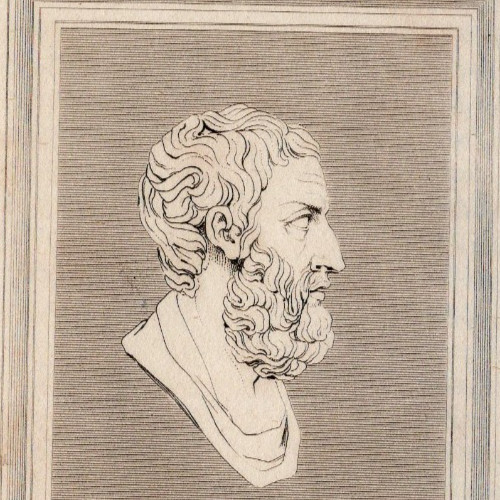 EPICURUS Ancient Greek Philosopher 1809 Antique Copper Engraving