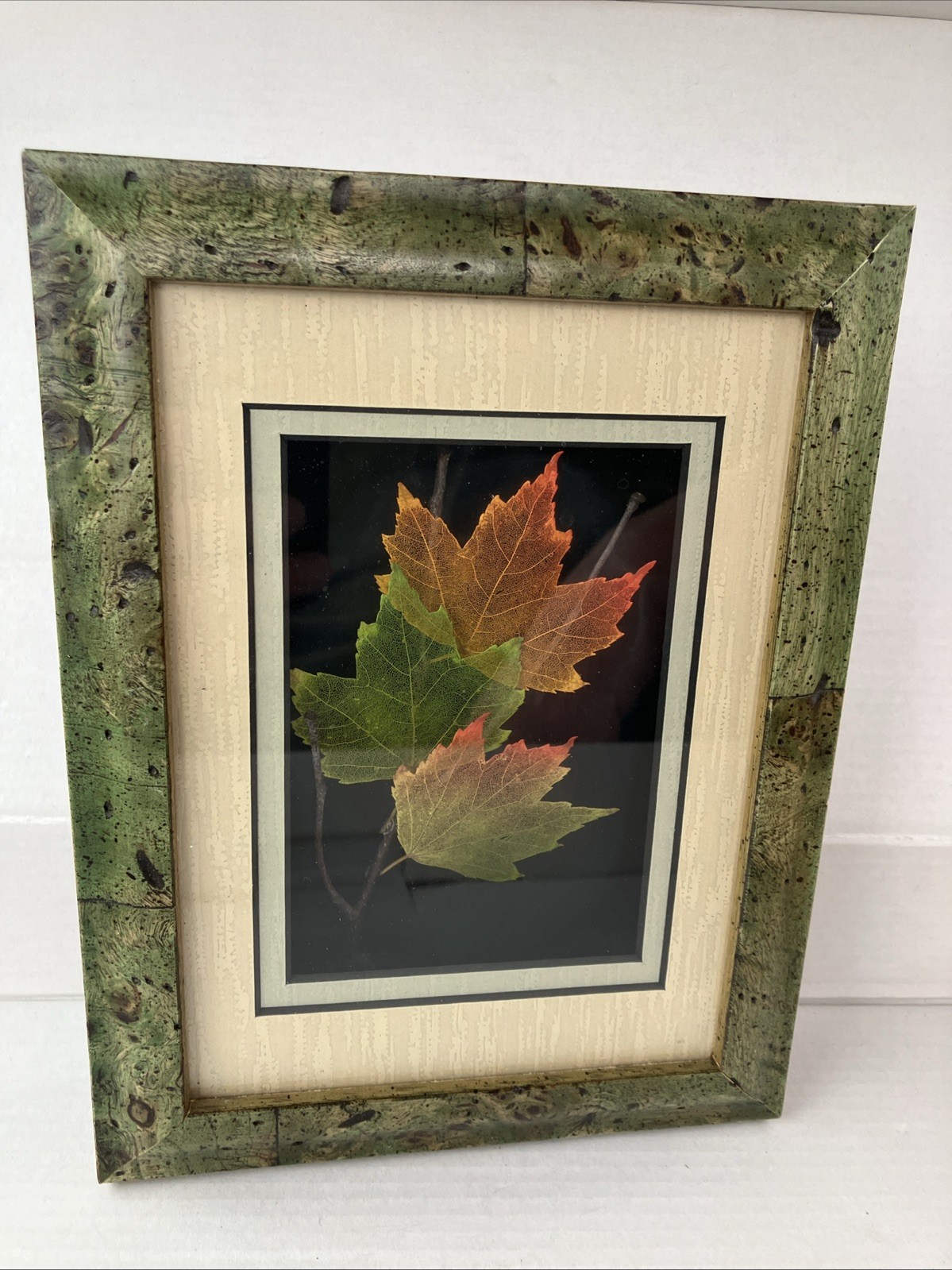 Booker Morey Leaf Lines Maple 3D Leaves Shadow Box Signed Numbered 8.5″X6.5″