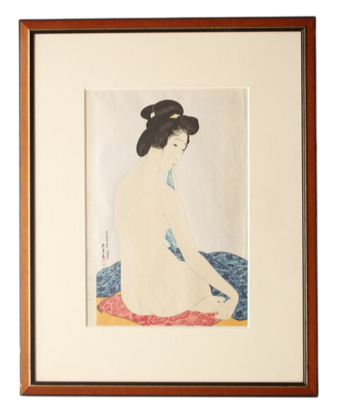 Goyo Hashiguchi ” Yawahada” Woodblock Print Autograph Size H 27.9 x W 22 in