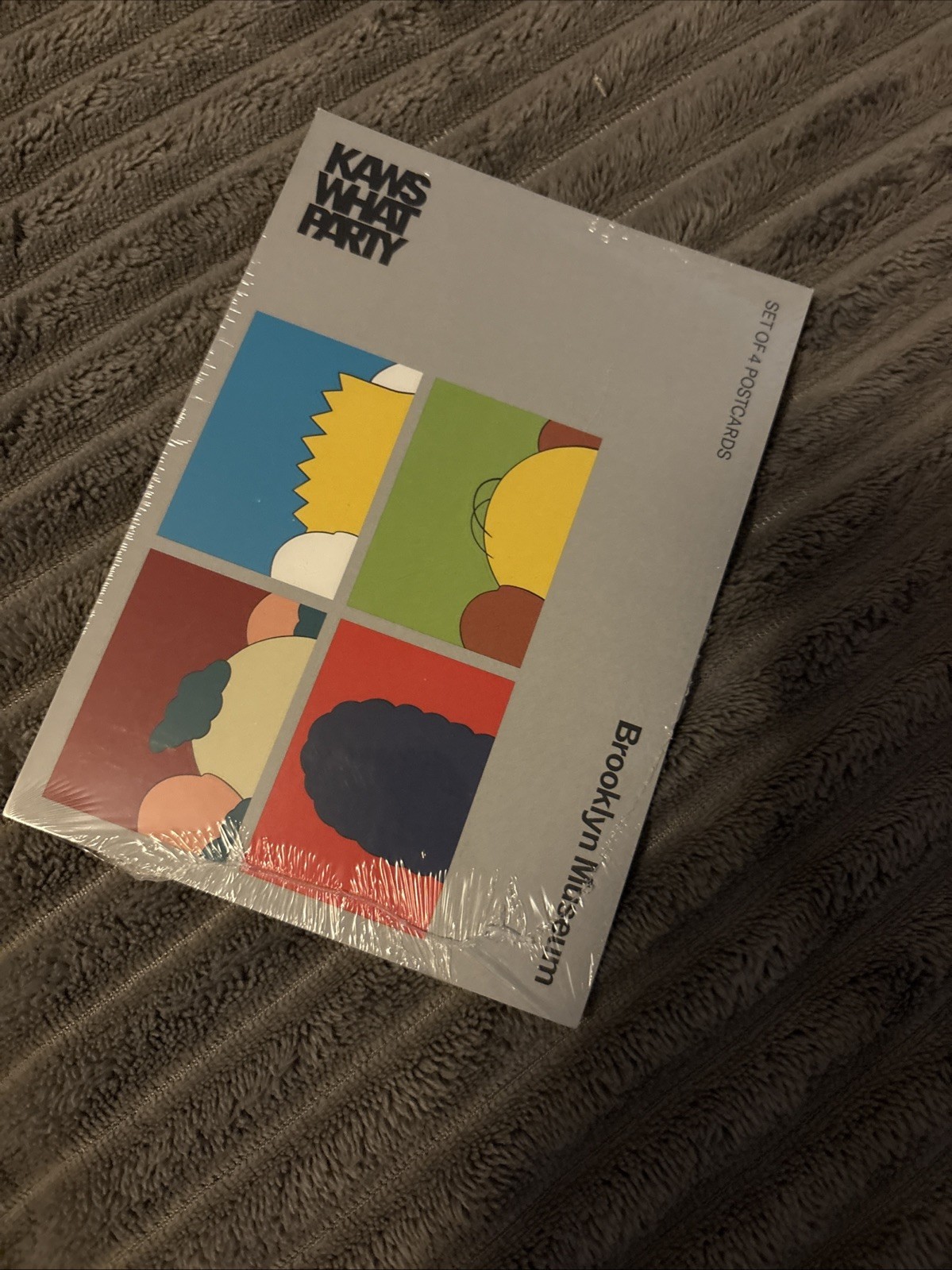 KAWS KIMPSONS (2021) WHAT PARTY Brooklyn Museum Sealed Postcards Set Of 4