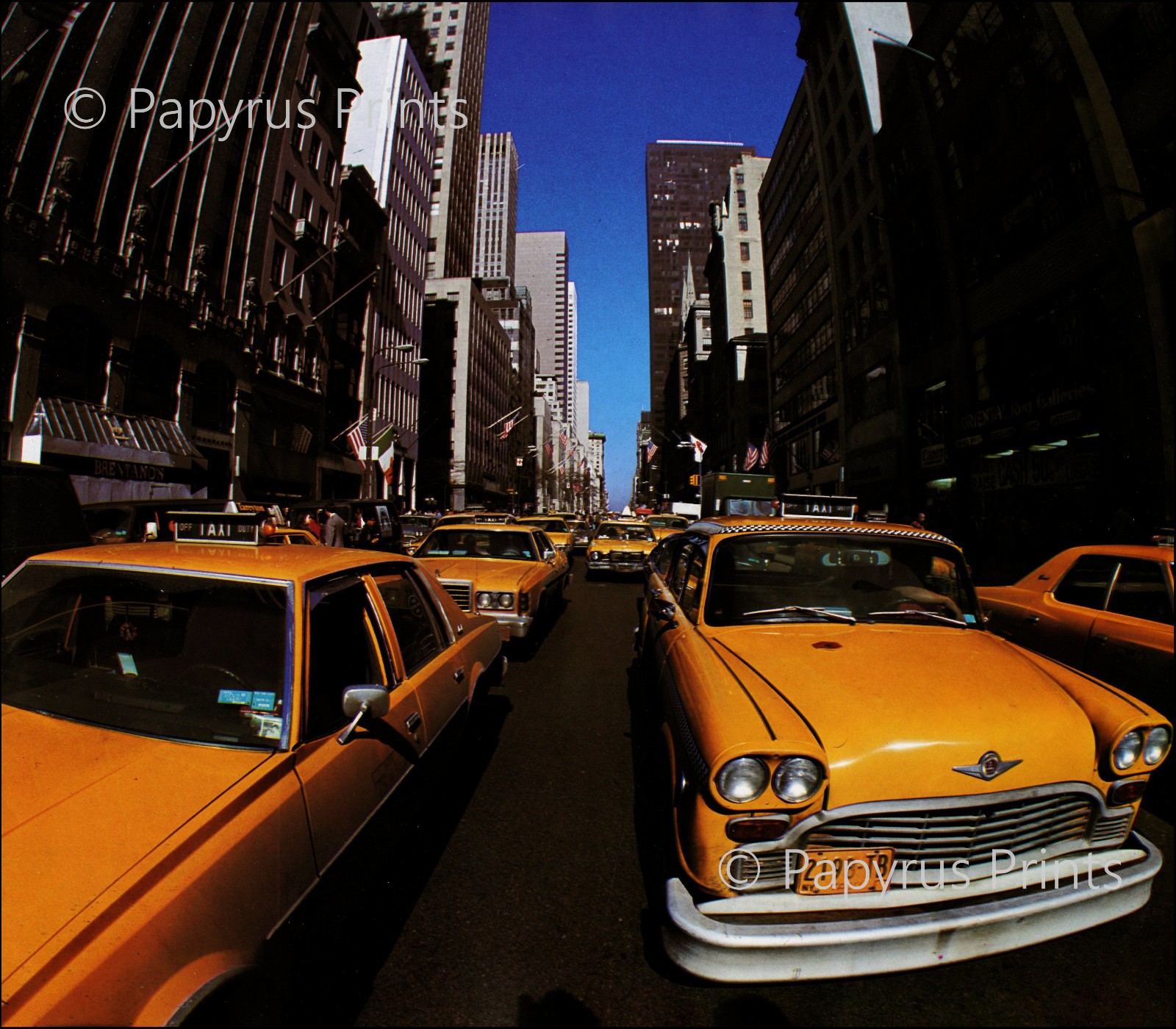 1983 Vintage Print Fifth Avenue Cabs New York City NYC Cab Cabbie 5th Ave Cars