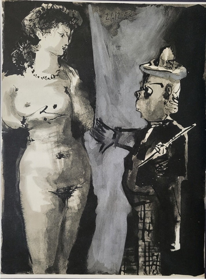 Pablo Picasso “Artist and His Model” Original Stone Lithograph 1954 W/ Doc