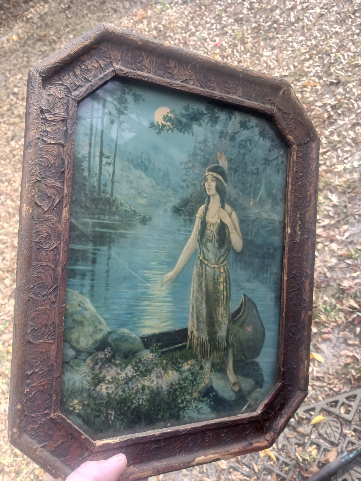 Lot Of 2 Framed Vintage Indian Maidens F R Harper 1920s