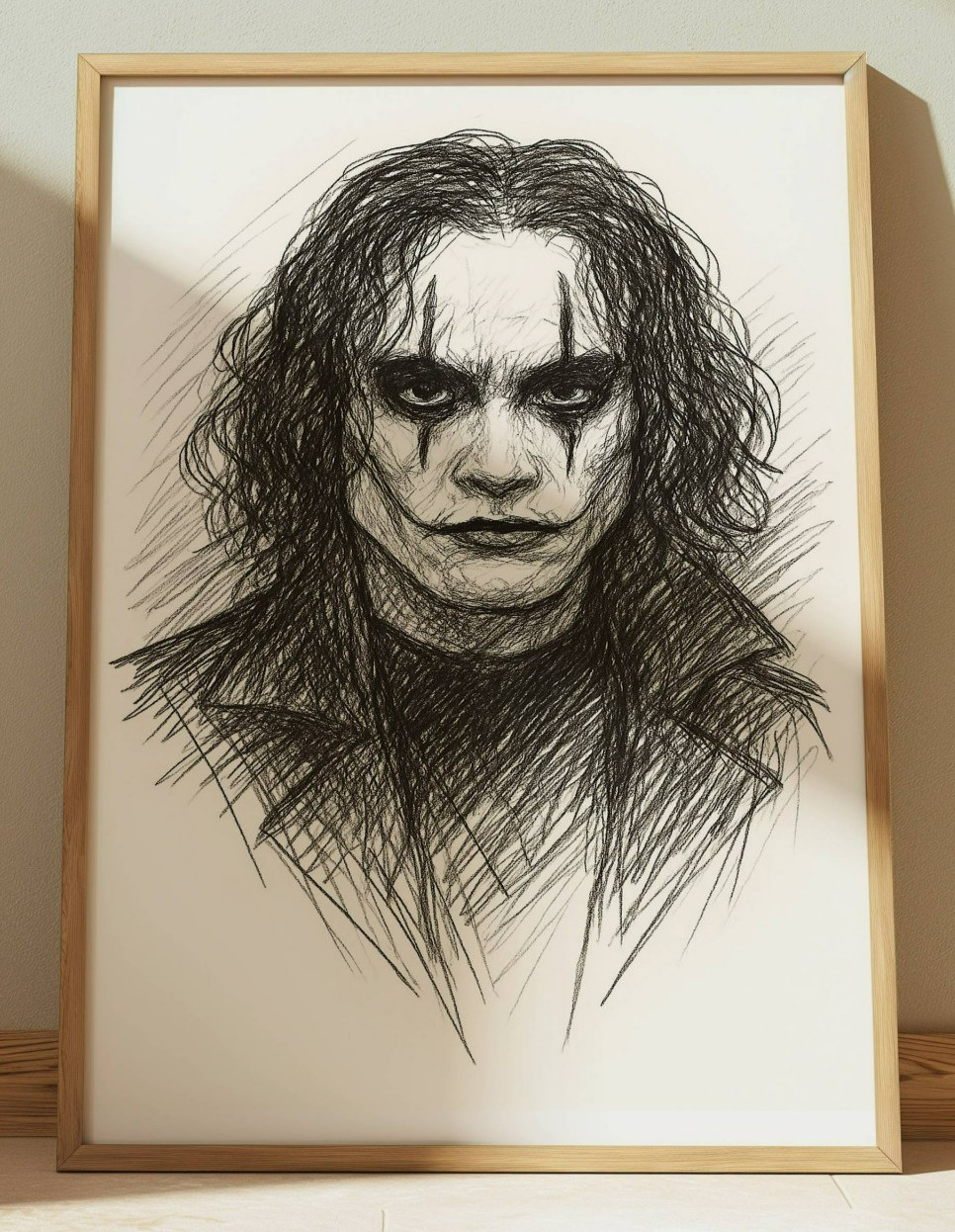 THE CROW MOVIE DRAWING PRINT PORTRAIT SKETCH 8″ x 10″ BRANDON LEE PRINT WALL ART