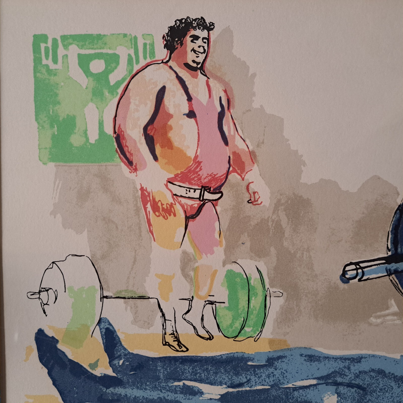 Nice!! Original Leroy Neiman Serigraph Olympics Woman Weight Lifter