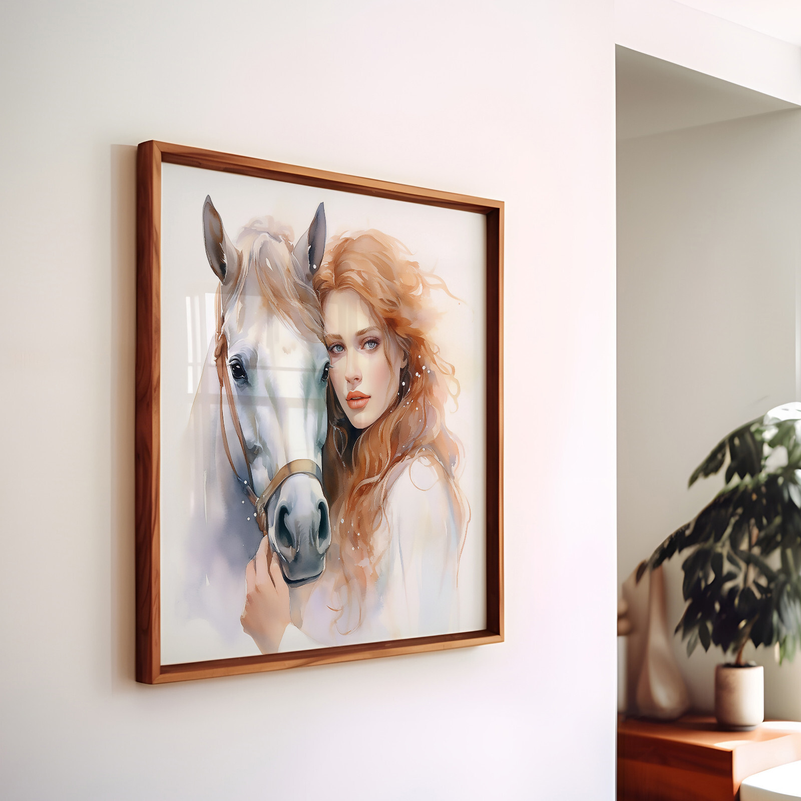 Watercolor Woman And Horse Poster Beautiful Home Decor 12