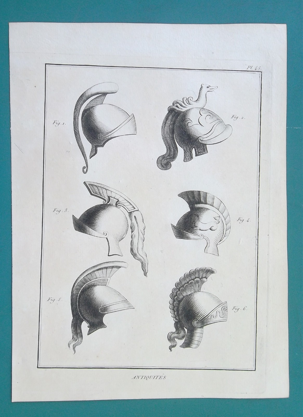 MILITARY Greek Roman Etruscan Helmets – 1804 Antique Print