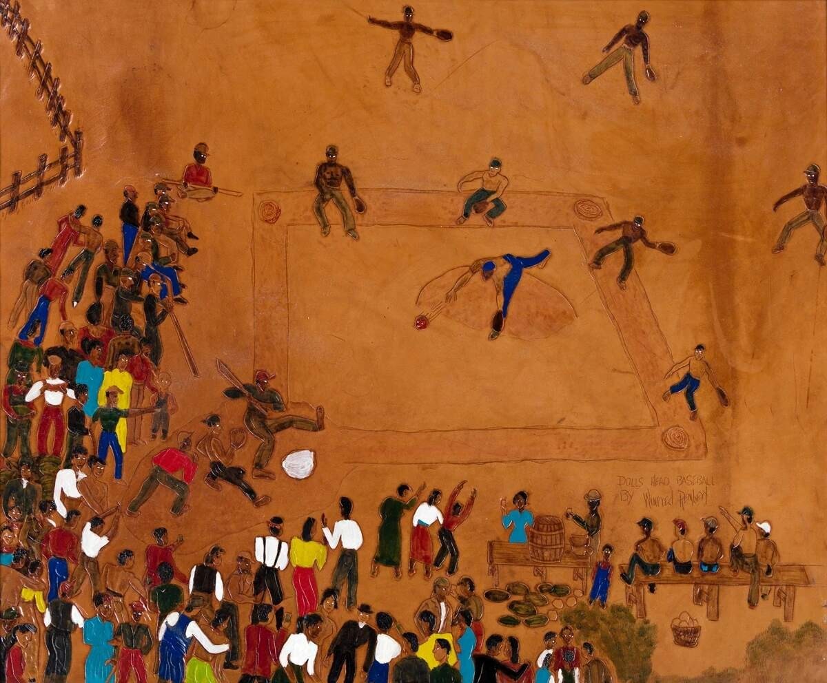 Winfred Rembert : Dolls Head Baseball : Folk Narrative Art 11×17″