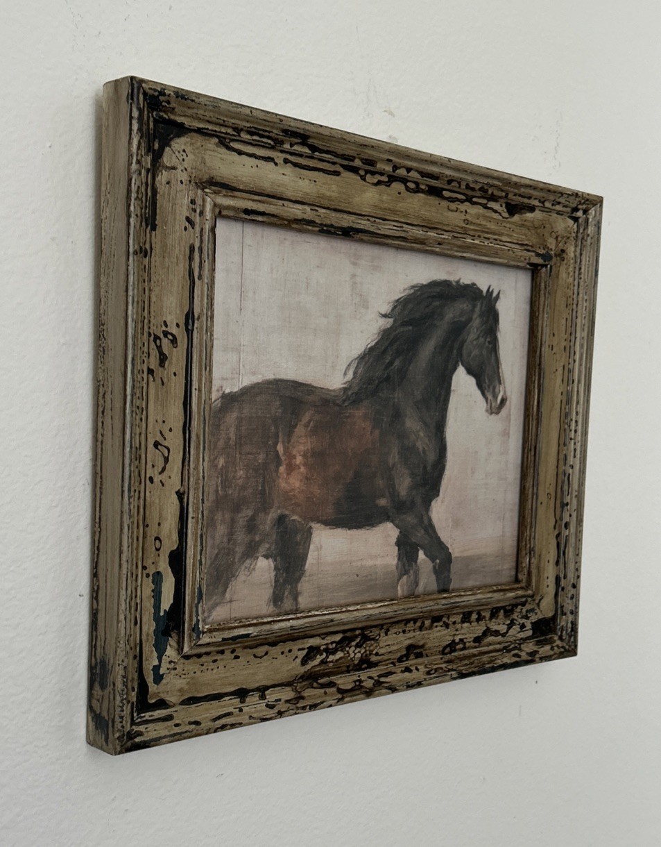 Horse Unique Vintage Rustic Art Print In Vintage Frame 14×12”