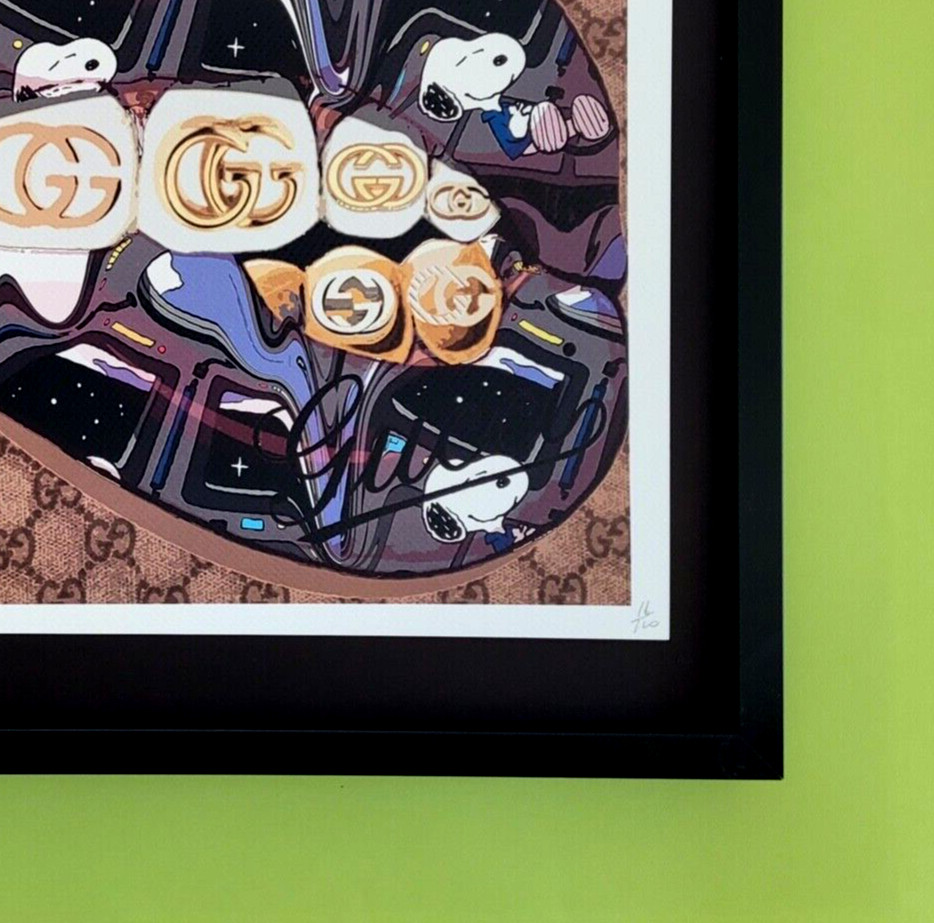 DEATH NYC Hand Signed Print Framed 16x20in COA SNOOPY GUCCI LIPS FL
