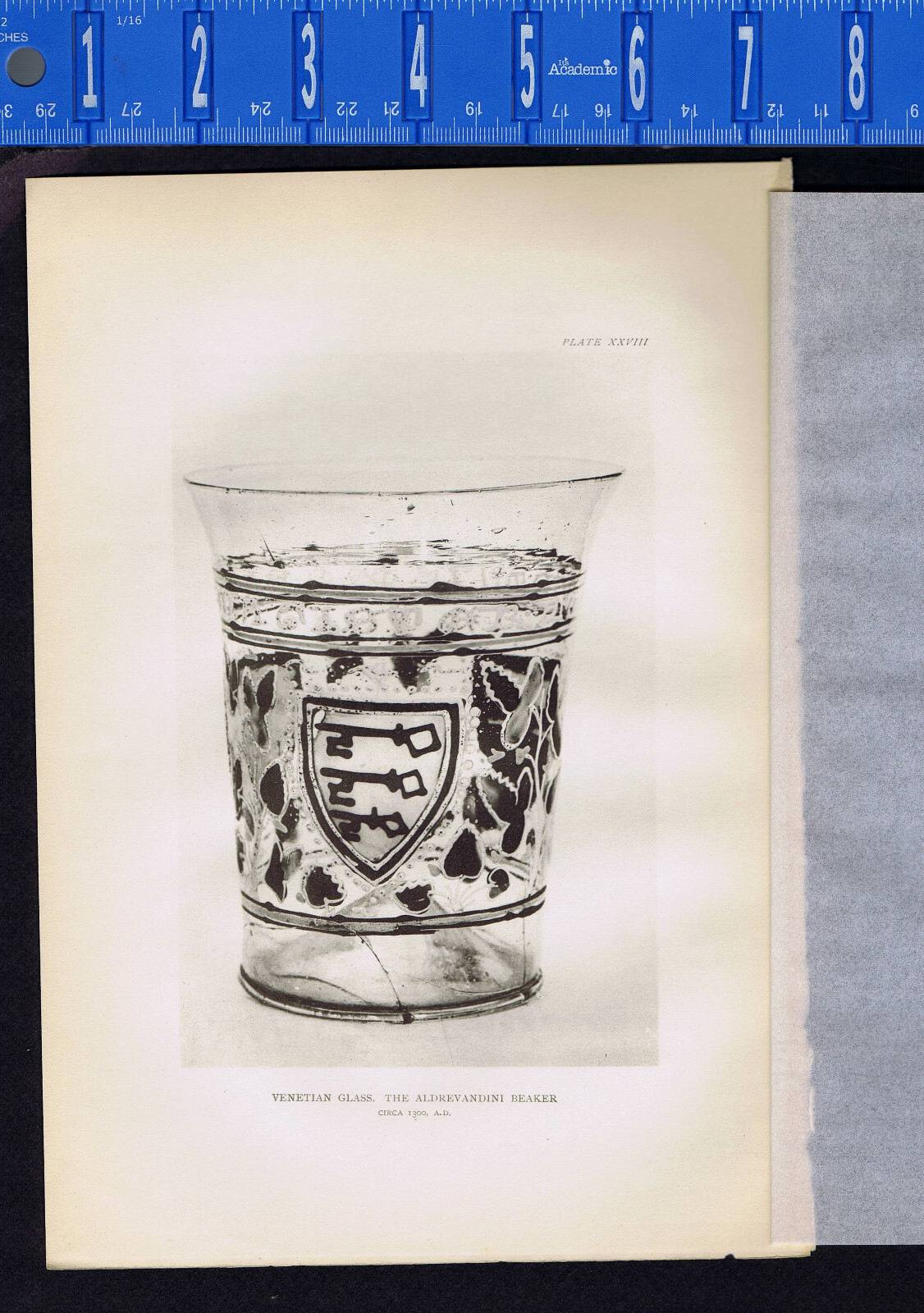 Venetian Glass, The Aldrevandini Beaker, c1300 AD – 1907 LITHOGRAPH