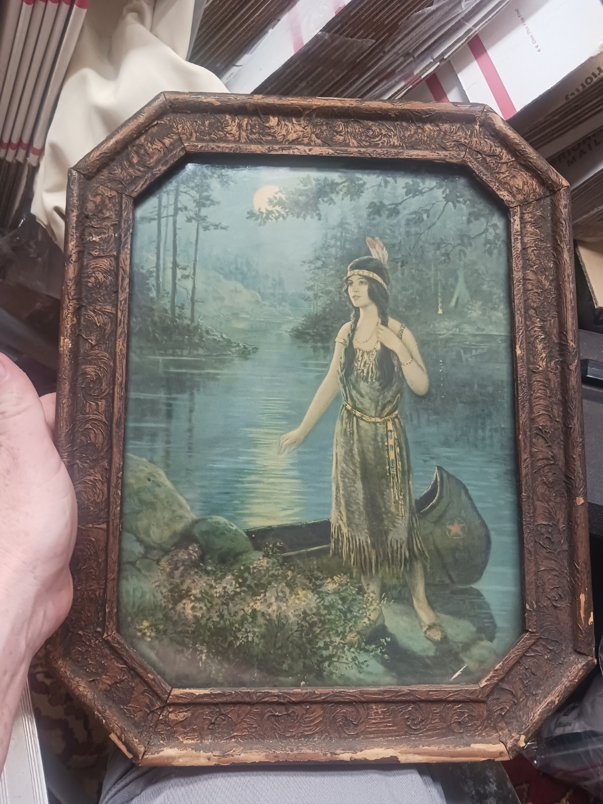 Lot Of 2 Framed Vintage Indian Maidens F R Harper 1920s