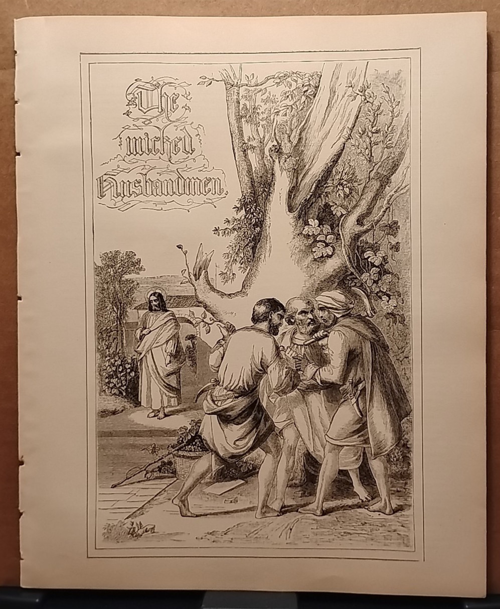 1884 – Vintage THE WICKED HUSBANDMEN Antique Bible Print from 1800s (8.5″ x 11″)