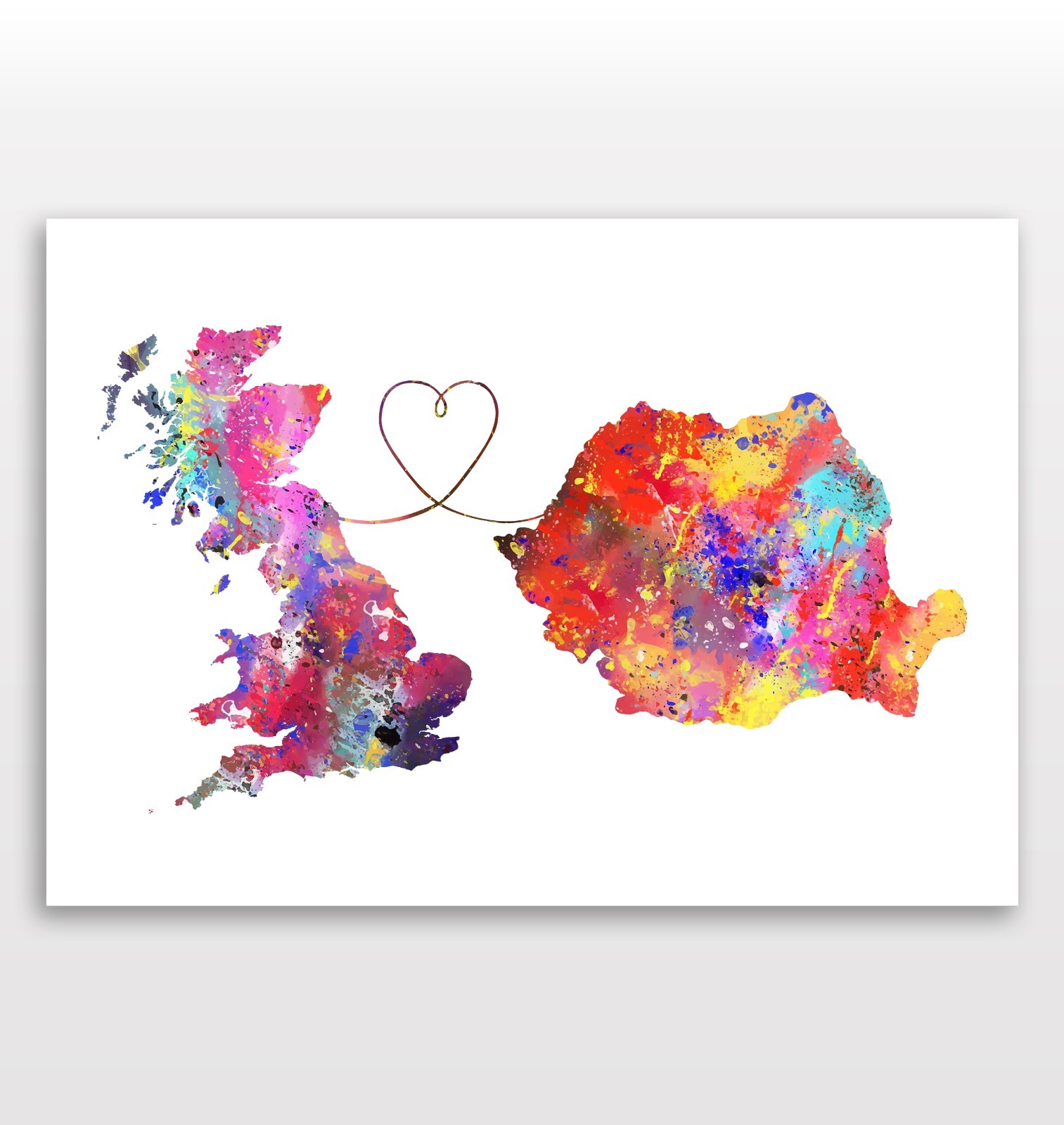 Britain & Romania Watercolour Travel Print
