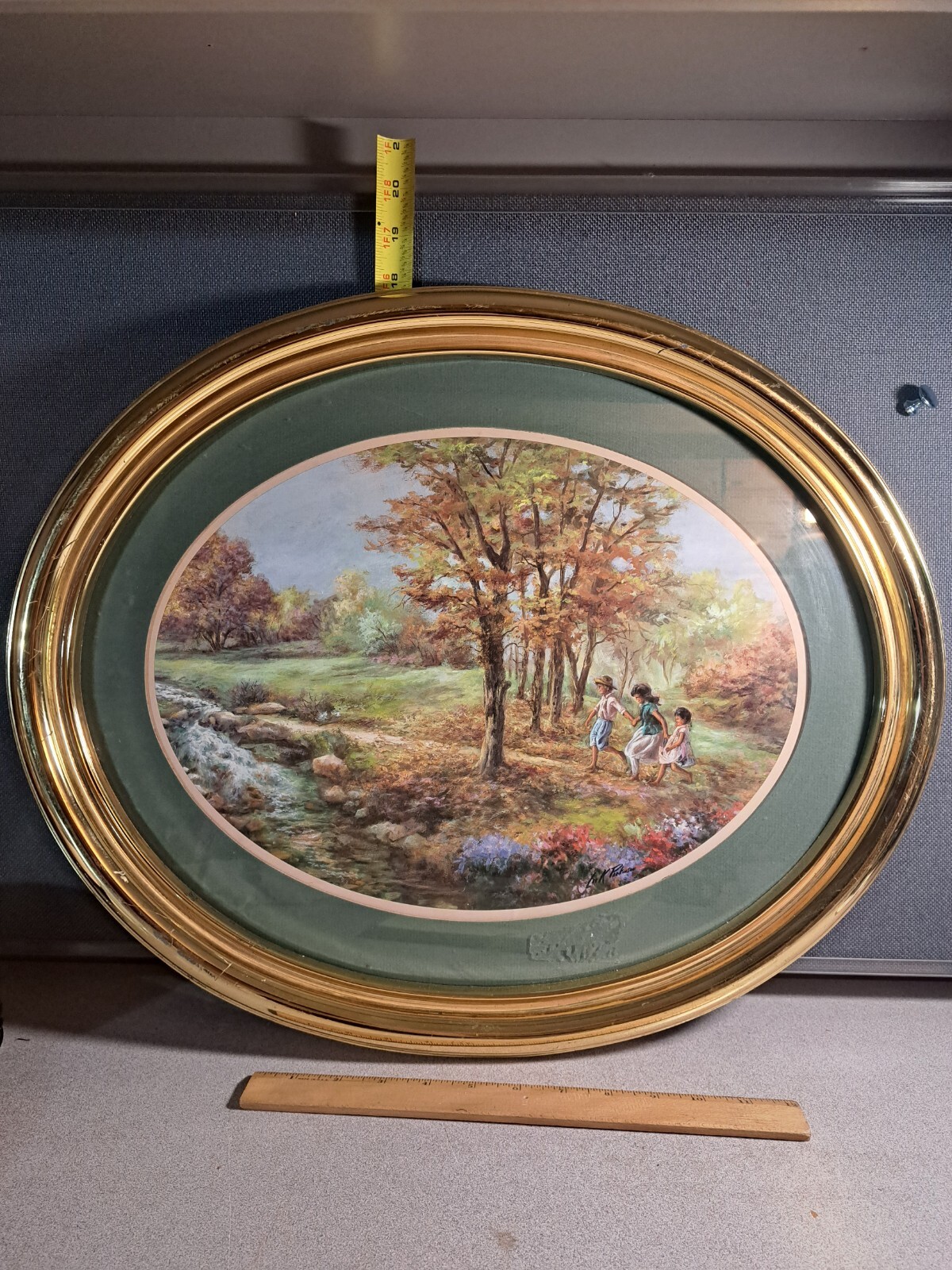 Vintage Lee K. Parkinson Oval Plastic Matted & Framed Art 18x22in #1997LBR