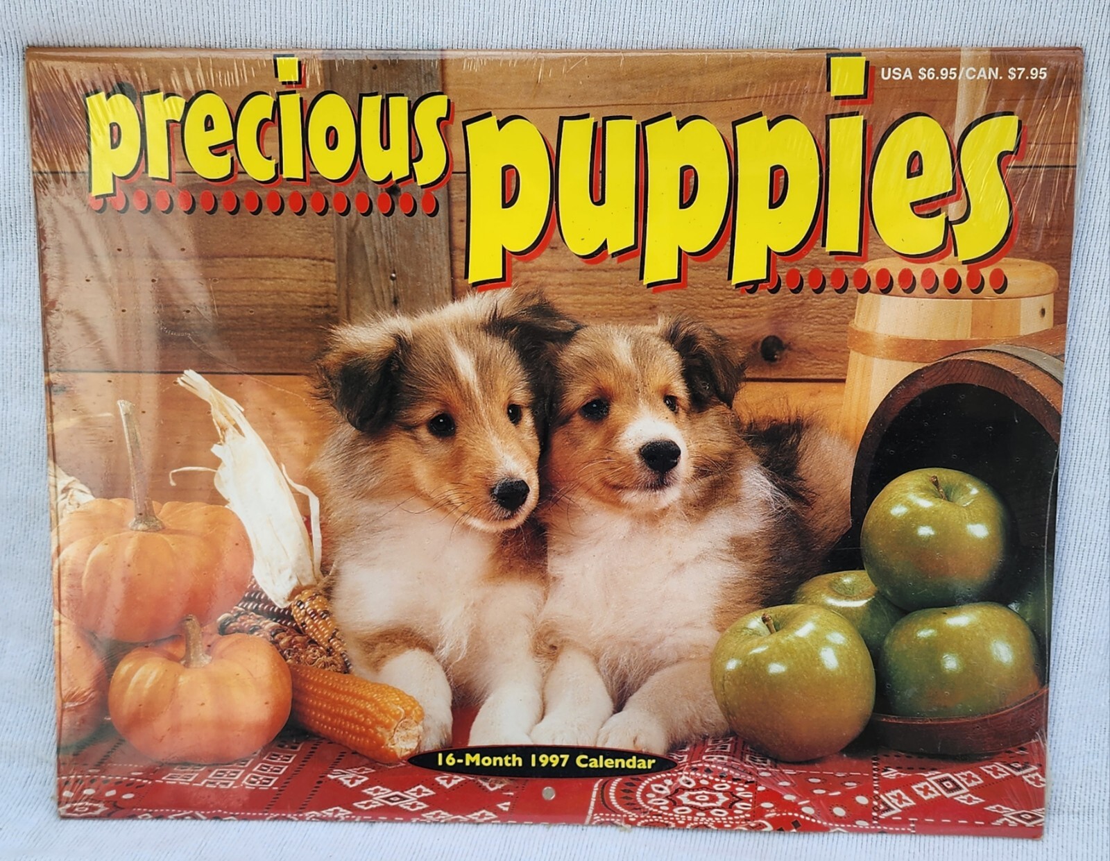 Vintage 1997 NOS Precious Puppies Calendar Dog Art Puppy Photo Shoot SEALED
