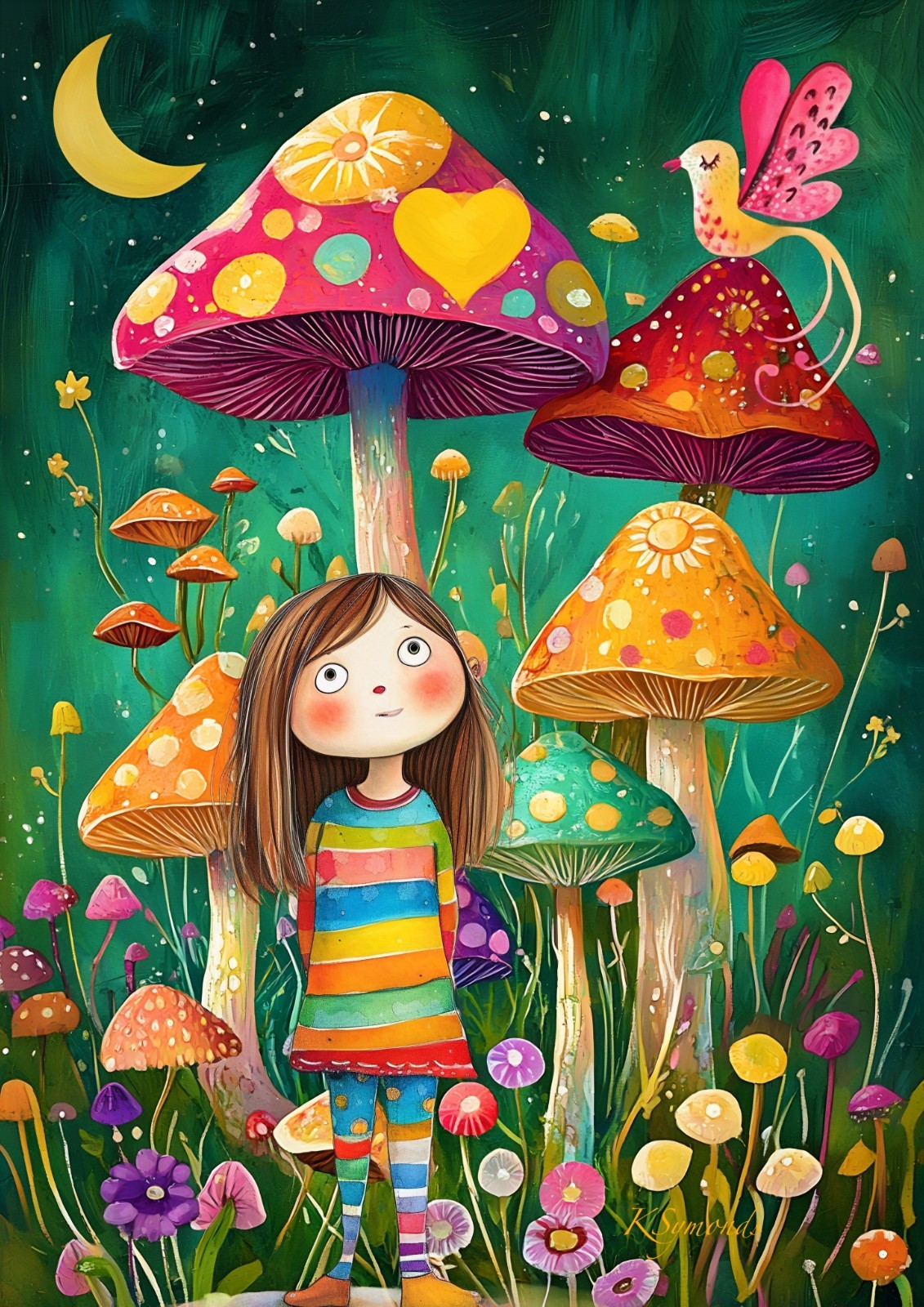 ACEO Artist Trading Card – 2.5×3.5 Mini Art Print Girl In A Strange Land, ATC