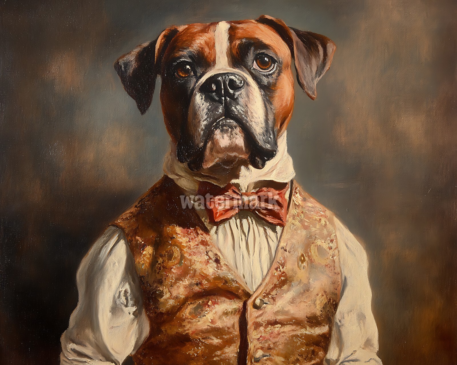 Victorian Boxer with a silk vest oil Painting 8×10 Print