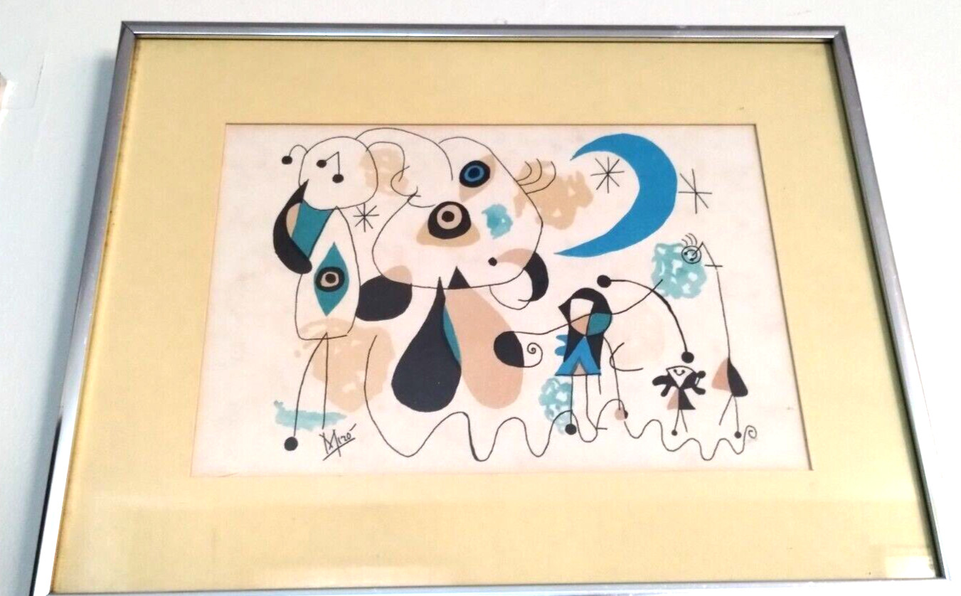 JOAN MIRO SIGNED LITHOGRAPH WOMEN MOON BIRDS