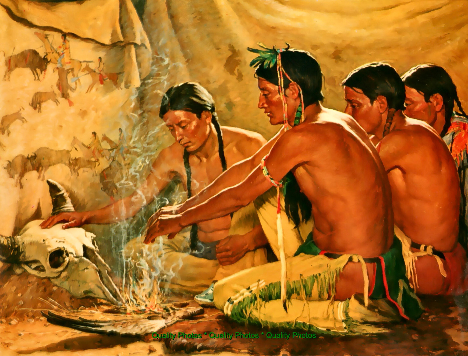 Native American Prayer to Spirit of Buffalo 8.5×11″ Photo Print Joseph Sharp Art