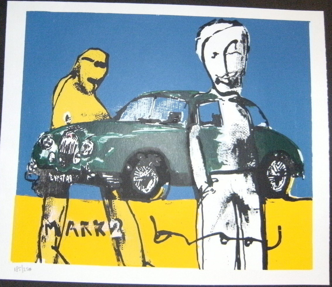 Herman Brood 1998 vintage numbered screen print “Jaguar Mark 2″ 185/250 16″X14”