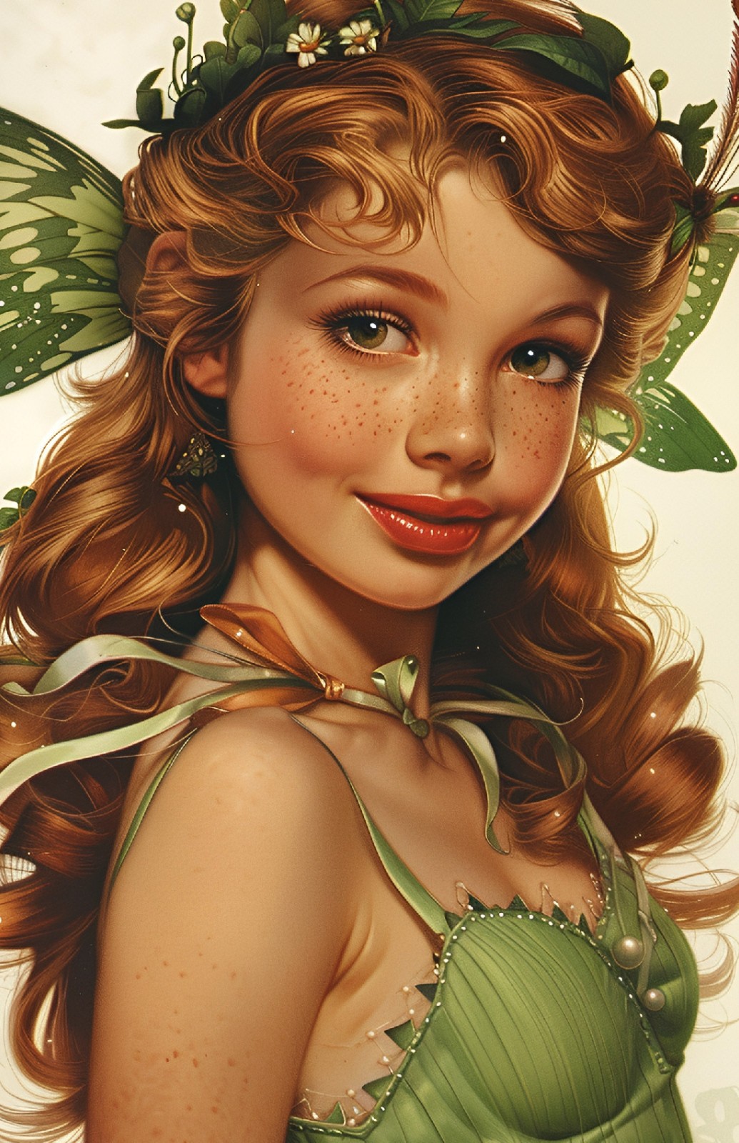 Green Fairy Fantasy 4×6 Art Print – Butterfly Costume Digital UR100303