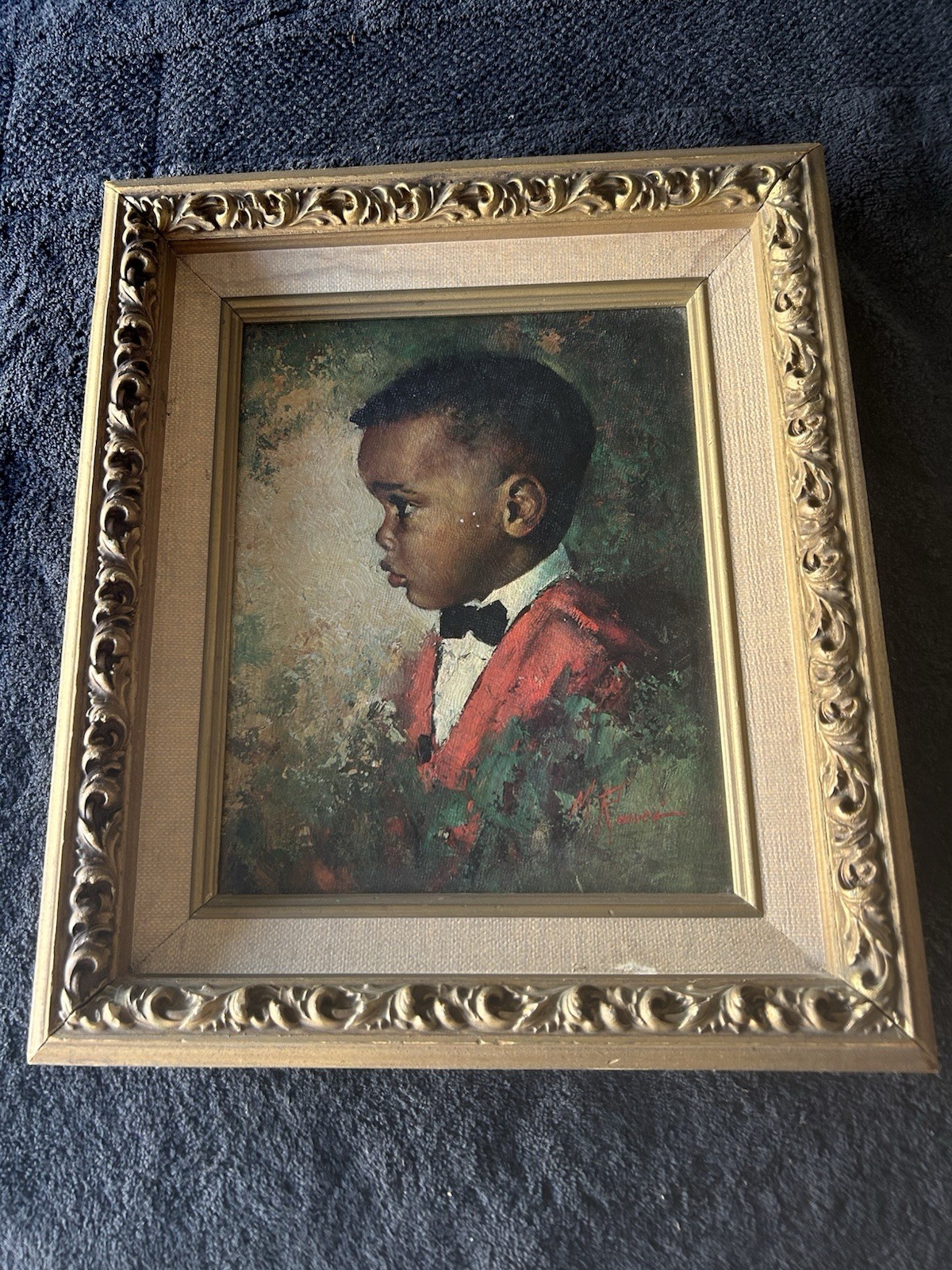 Vintage M. Rumi Maxine Runci Art Print Of African American Little Boy Handsome