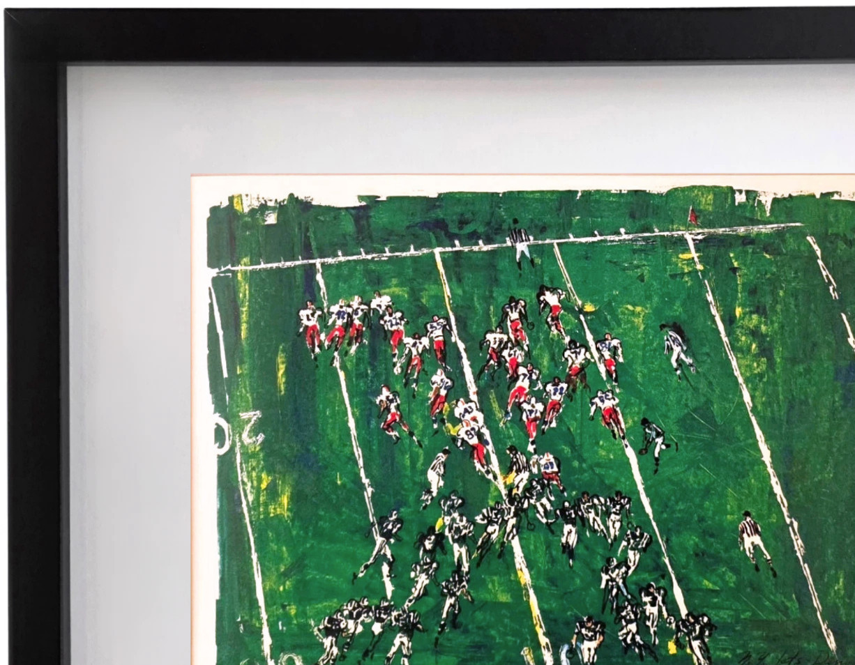 LEROY NEIMAN Jets-Denver Plate Signed Vintage 1974 Framed Football Print